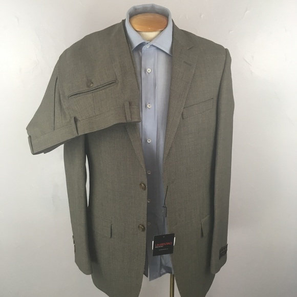 Laurentino 40L mens suit tan nailhead made in italy 100% wool 2 piece new ea0275